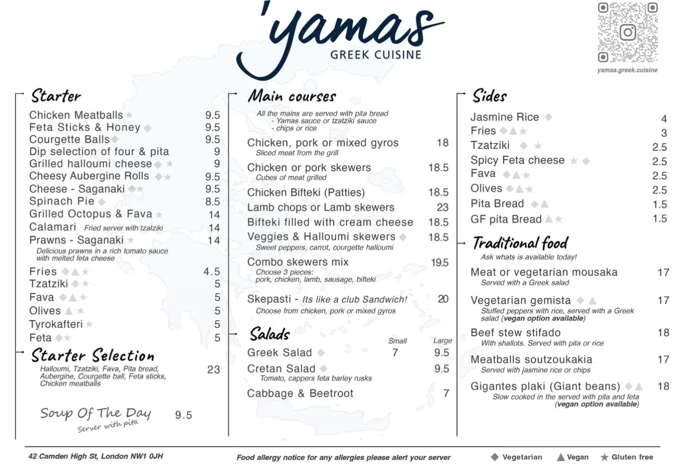 Menu — front page — Yamas