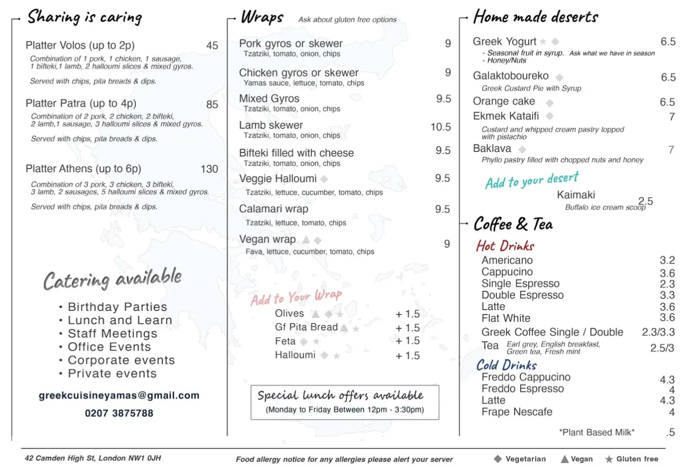 Menu — back page — Yamas