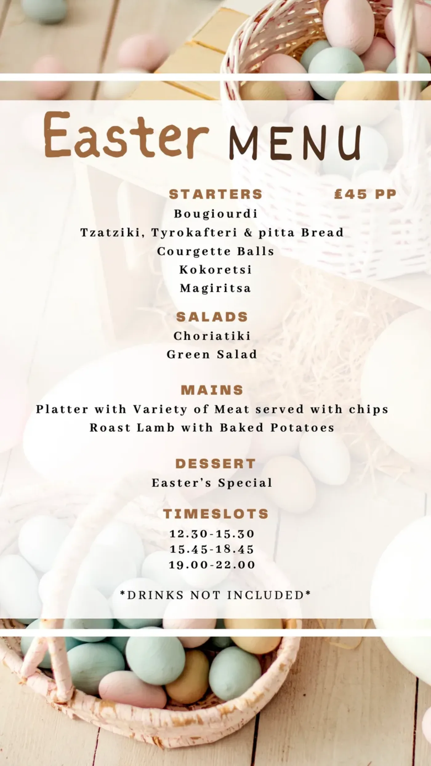 Easter menu — Yamas